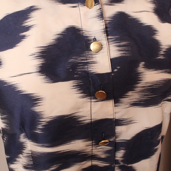 Sara Campbell 50's Style Blue and White Button Front Dress with Waist Tie - Picture 6 of 7